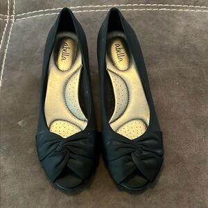 Small heeled black dress shoes